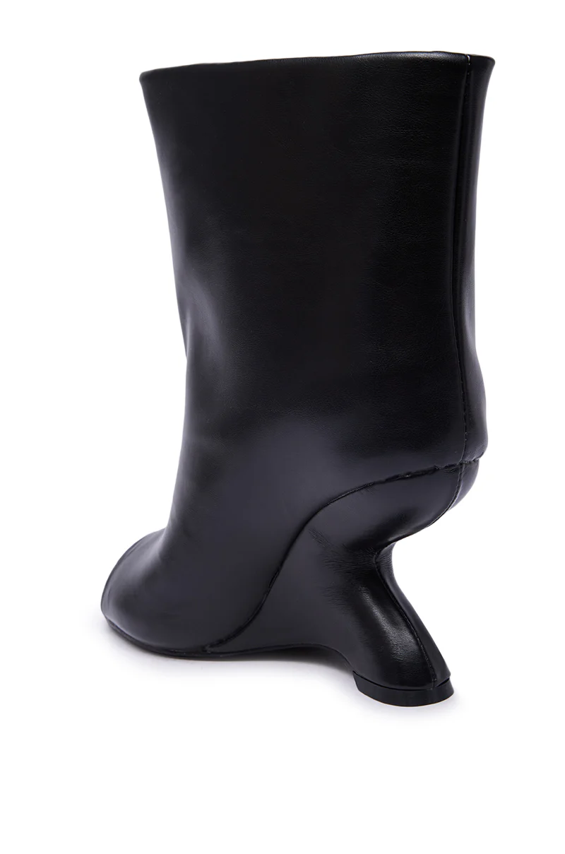 AZALEA WANG FAOI BLACK INVERTED WEDGE OPEN-TOE BOOTIE - Image 6