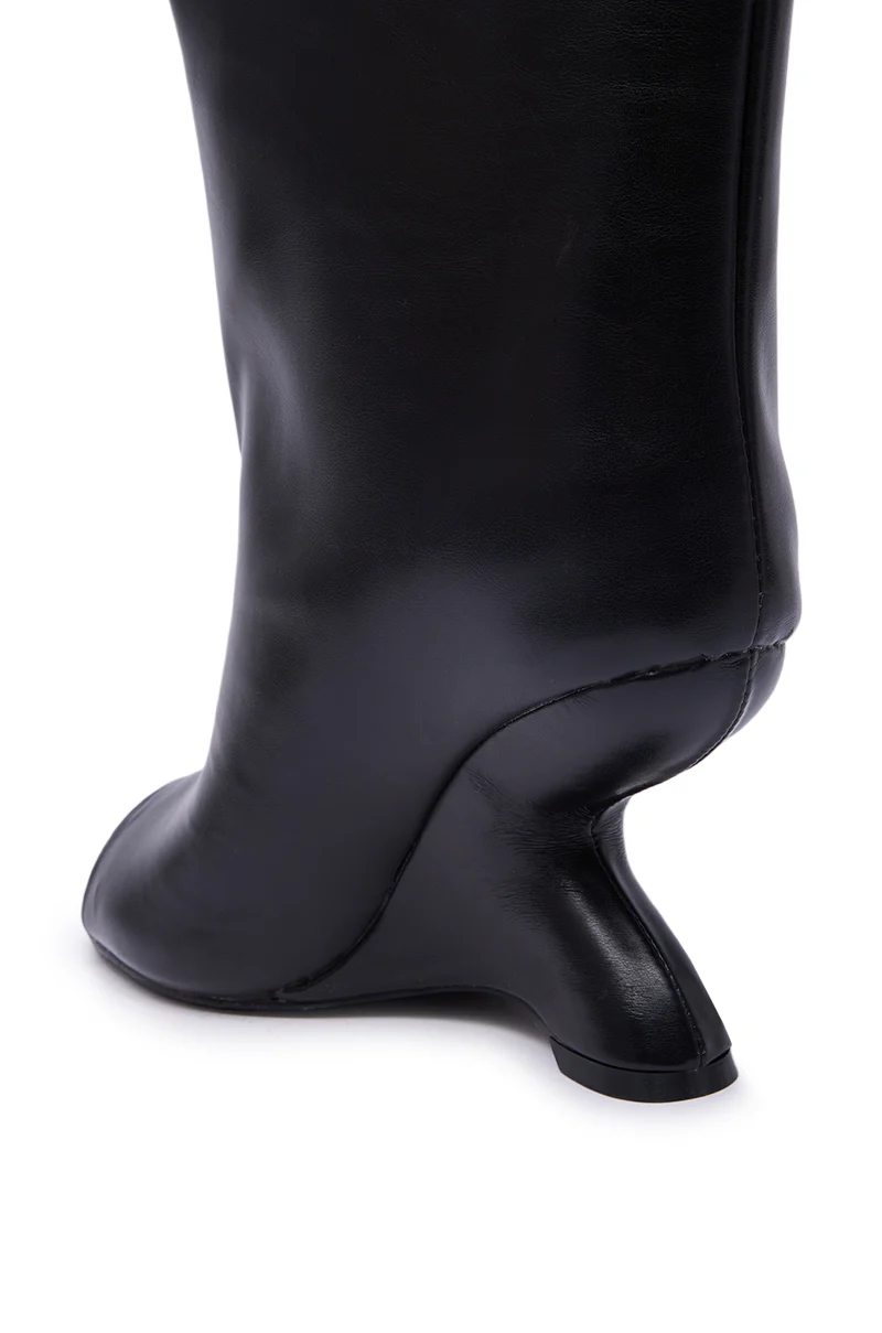 AZALEA WANG FAOI BLACK INVERTED WEDGE OPEN-TOE BOOTIE - Image 7