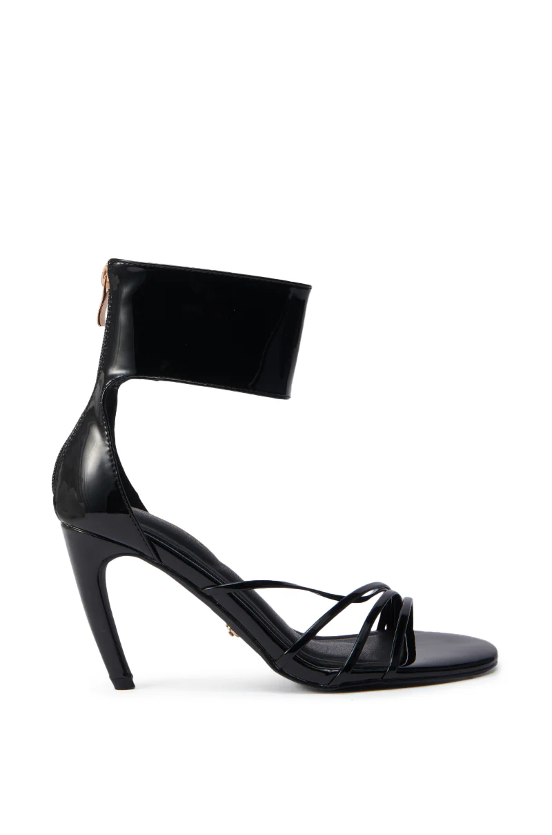 AZALEA WANG FAWZI BLACK BANANA HEEL CUFFFED SANDAL - Image 3