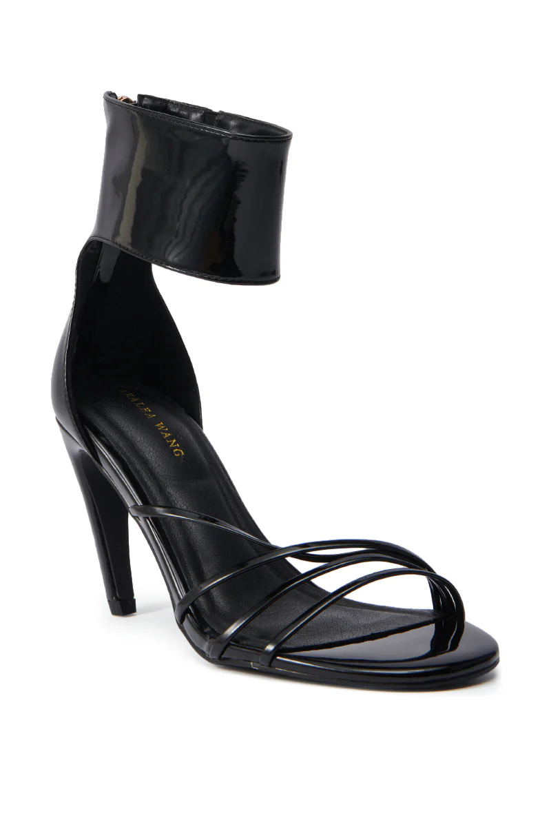 AZALEA WANG FAWZI BLACK BANANA HEEL CUFFFED SANDAL - Image 4