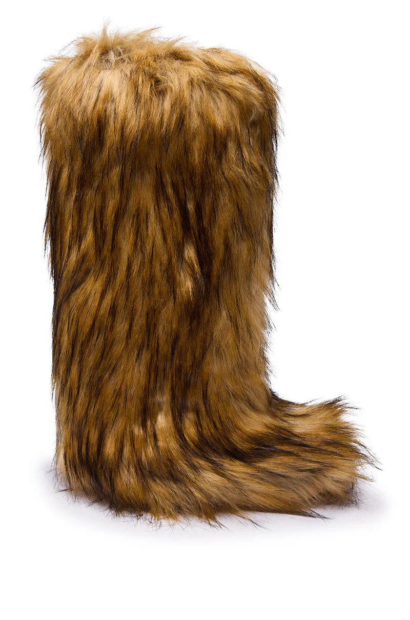 AZALEA WANG FAYES BROWN MULTI FURRY KNEE HIGH FLAT BOOT - Image 4