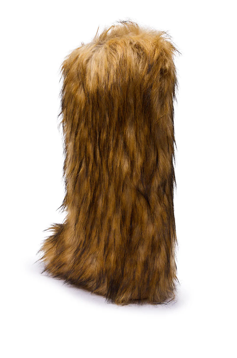 AZALEA WANG FAYES BROWN MULTI FURRY KNEE HIGH FLAT BOOT - Image 6