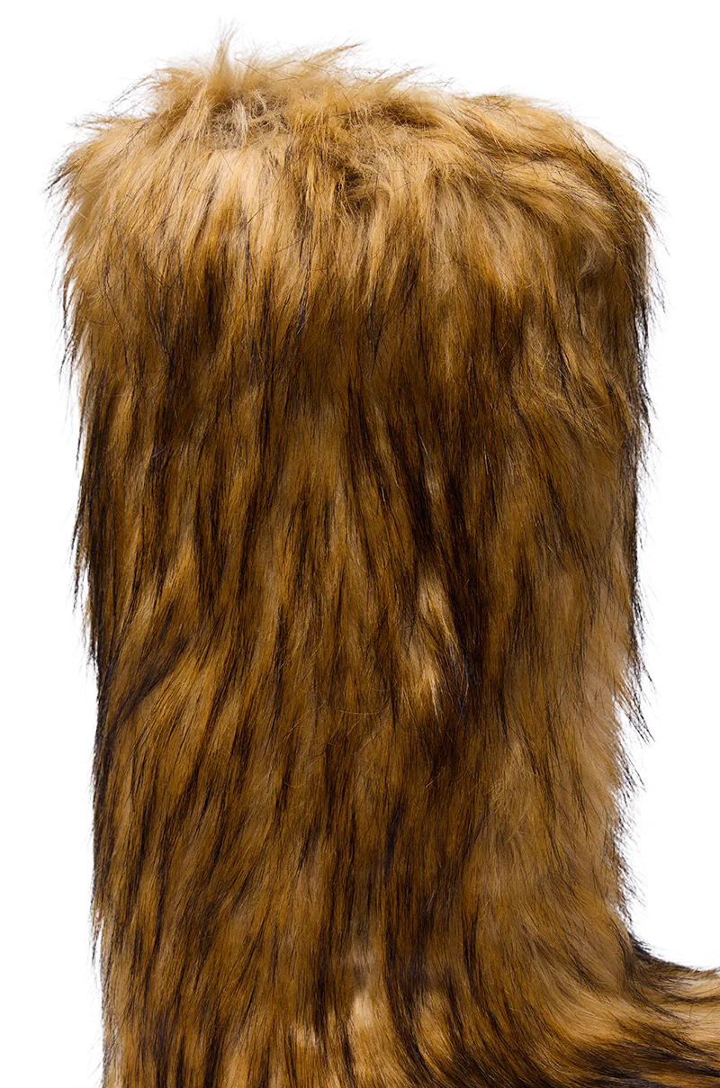 AZALEA WANG FAYES BROWN MULTI FURRY KNEE HIGH FLAT BOOT - Image 7