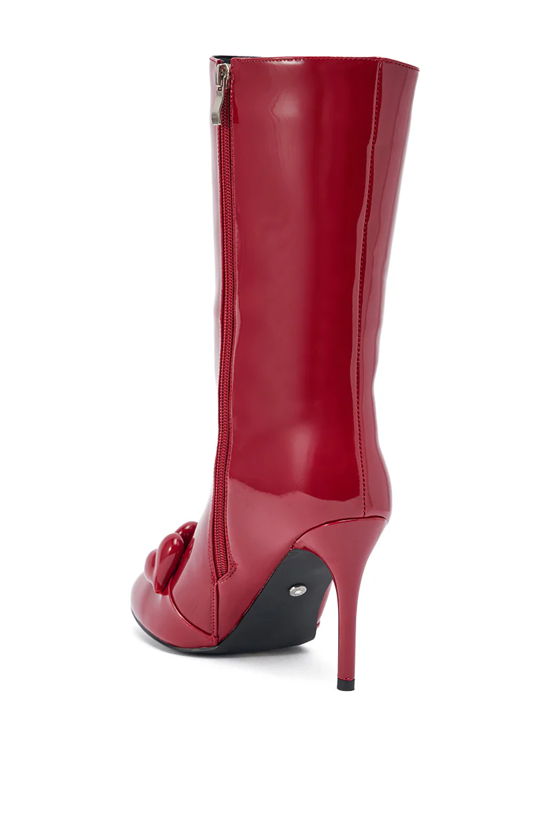 AZALEA WANG FEDELE RED PATENT HEART EMBELLISHED BOOTIE - Image 9
