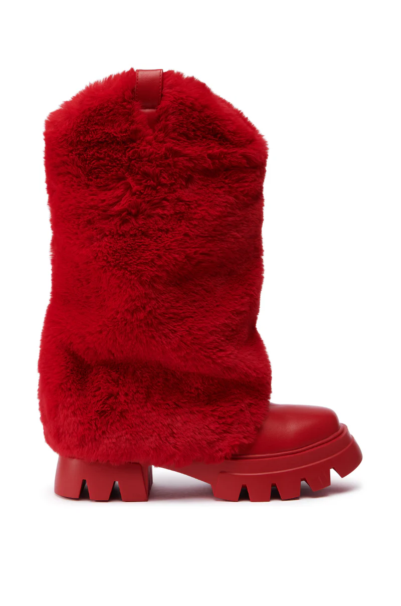 AZALEA WANG FIESTY RED FUR BOOTIE - Image 3