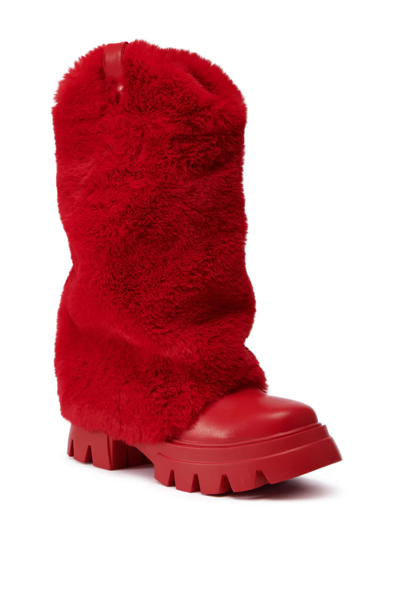 AZALEA WANG FIESTY RED FUR BOOTIE - Image 4