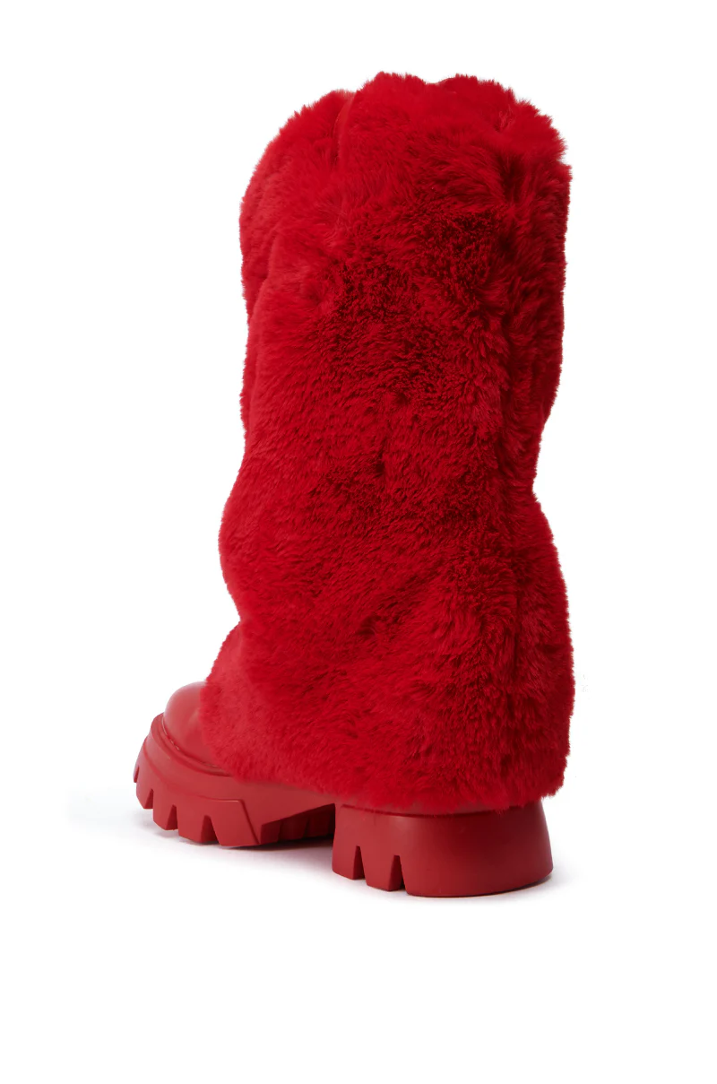 AZALEA WANG FIESTY RED FUR BOOTIE - Image 5