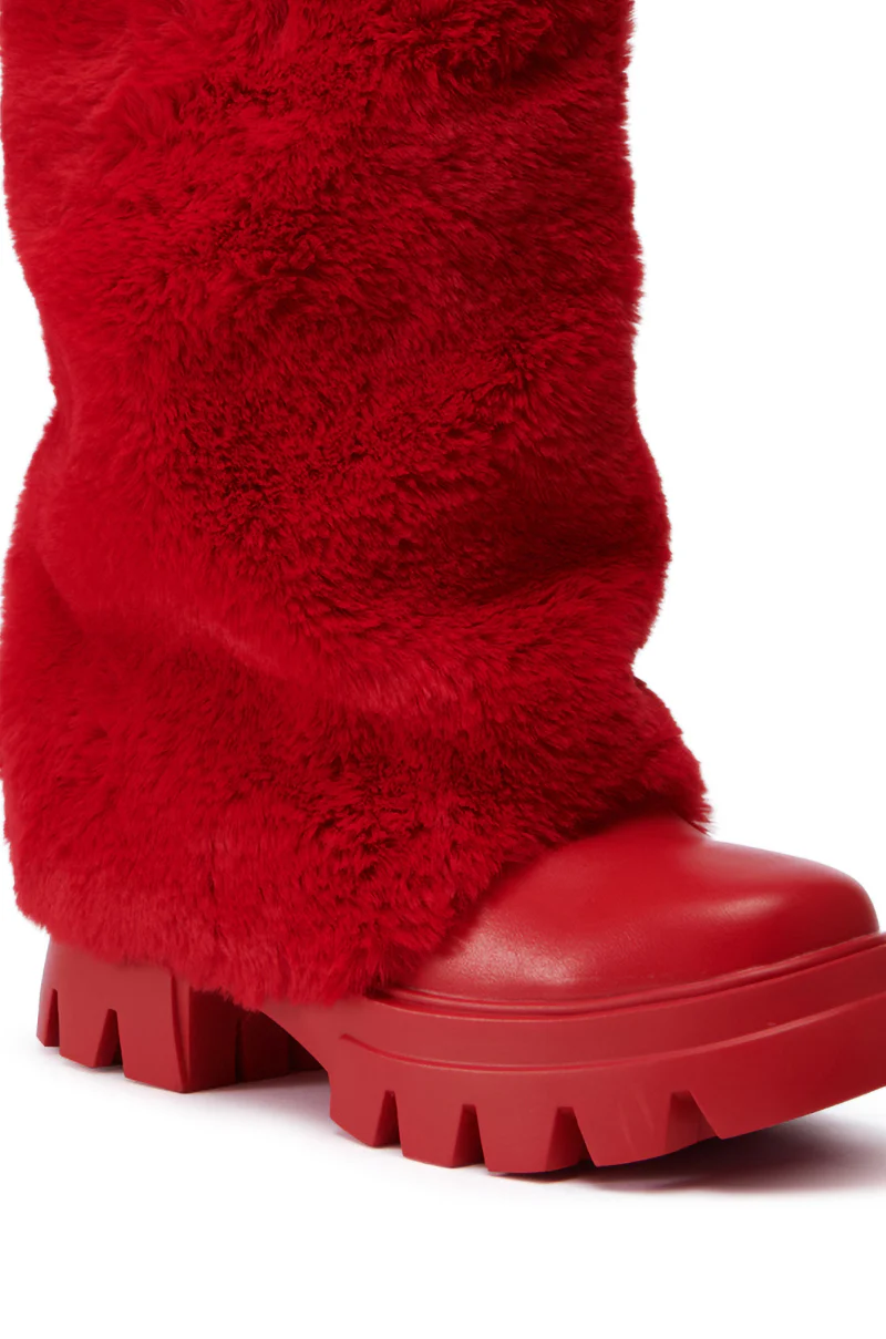 AZALEA WANG FIESTY RED FUR BOOTIE - Image 6