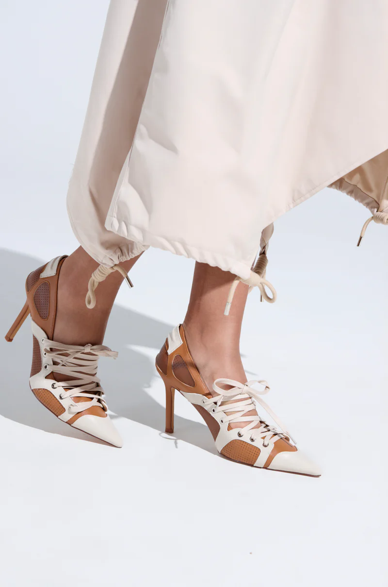 AZALEA WANG FIRST STRING TAN COLOR BLOCK SPORTY PUMP - Image 2