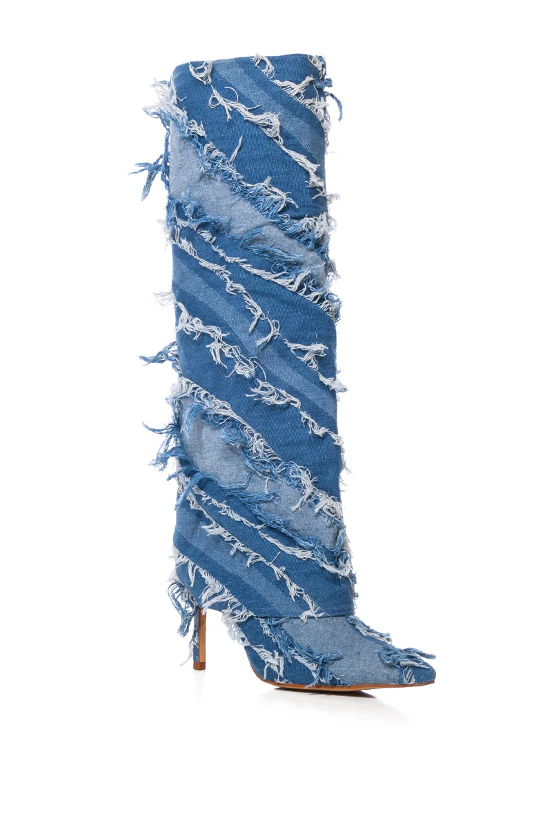 AZALEA WANG FISHER DENIM STILETTO BOOT - Image 3
