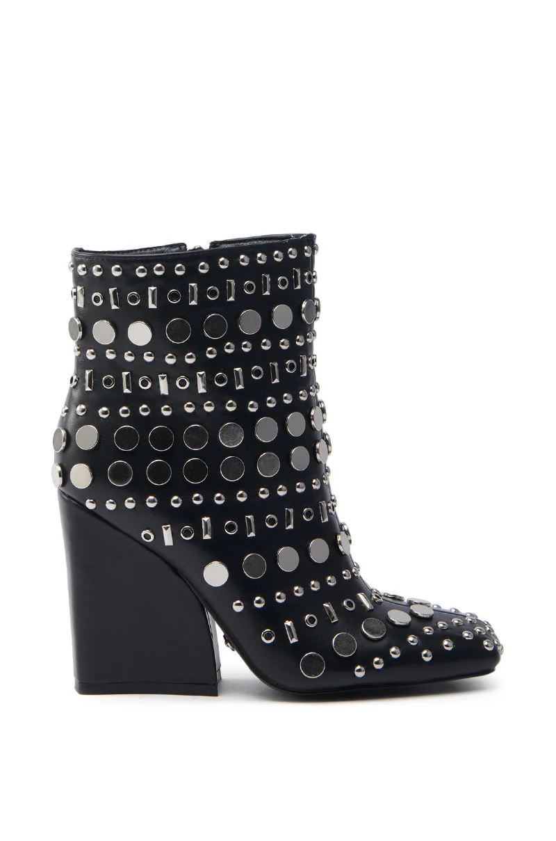 AZALEA WANG FLETCHER BLACK SILVER METAL BOOTIE - Image 3