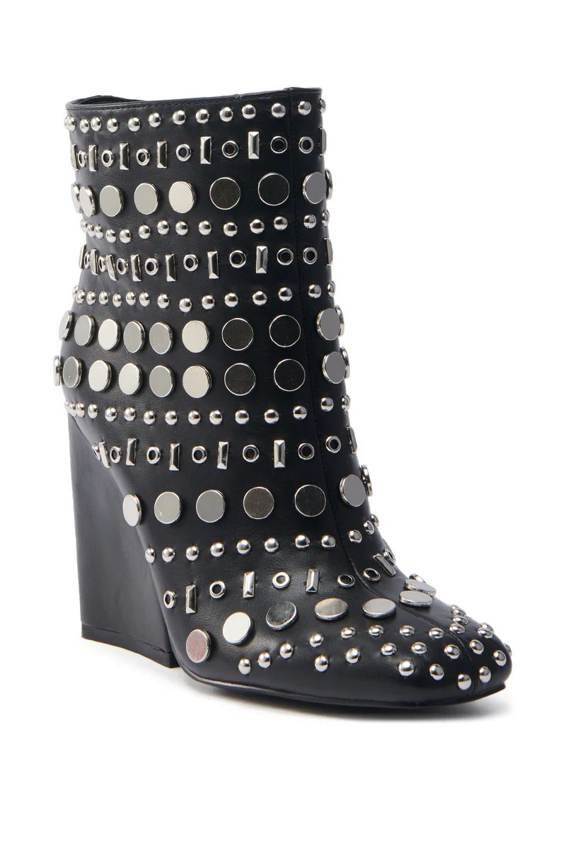 AZALEA WANG FLETCHER BLACK SILVER METAL BOOTIE - Image 4