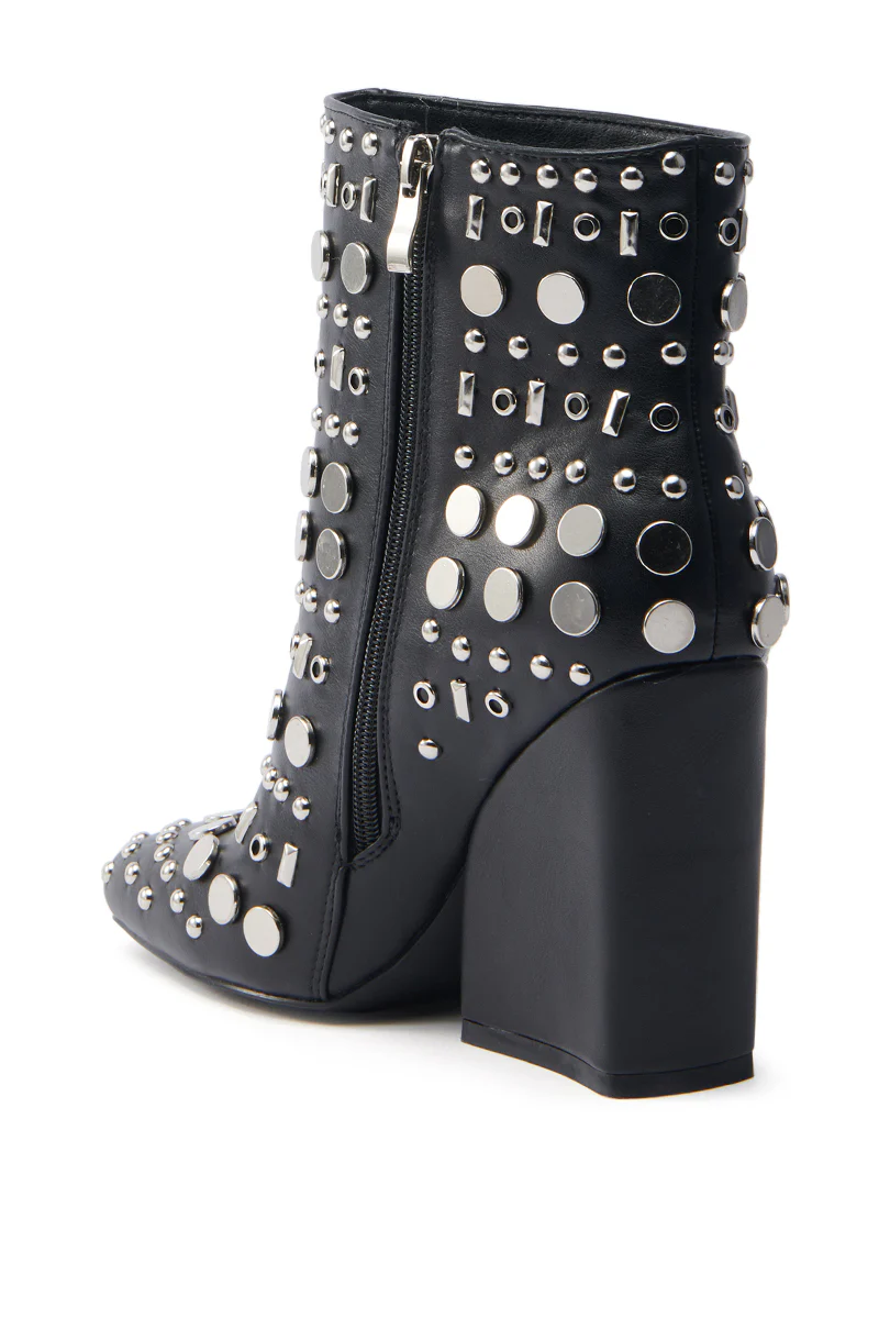 AZALEA WANG FLETCHER BLACK SILVER METAL BOOTIE - Image 5