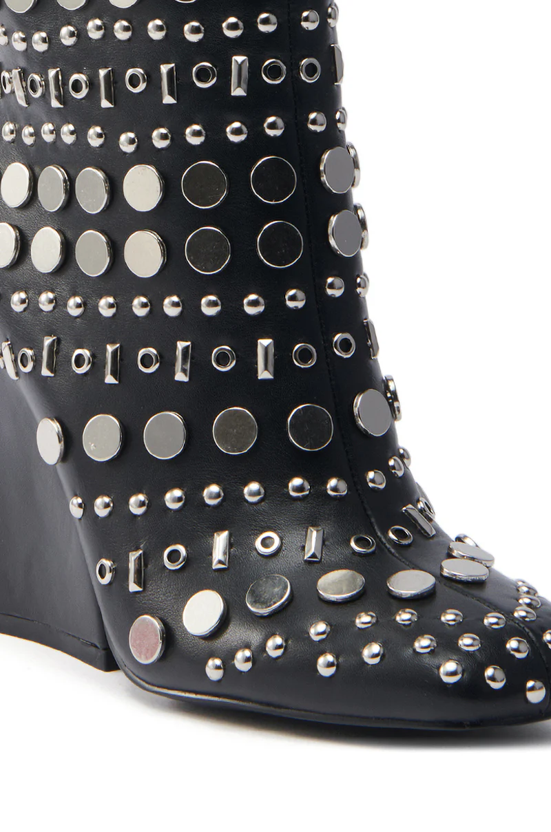 AZALEA WANG FLETCHER BLACK SILVER METAL BOOTIE - Image 6
