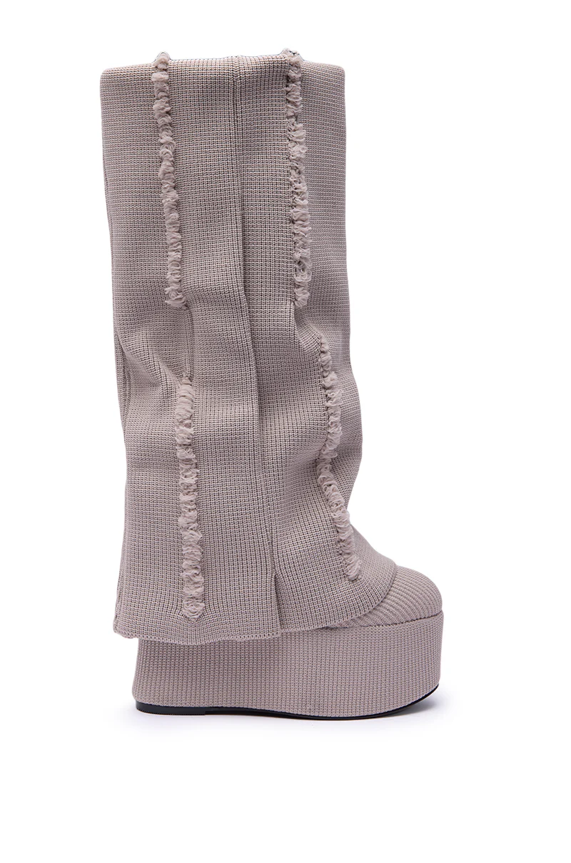 AZALEA WANG FRANKEYE BEIGE FLATFORM BOOT - Image 4