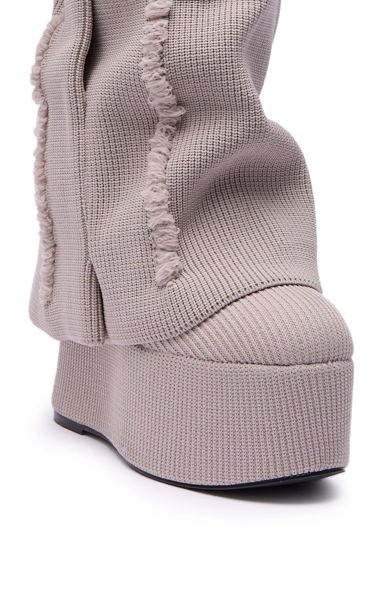 AZALEA WANG FRANKEYE BEIGE FLATFORM BOOT - Image 7