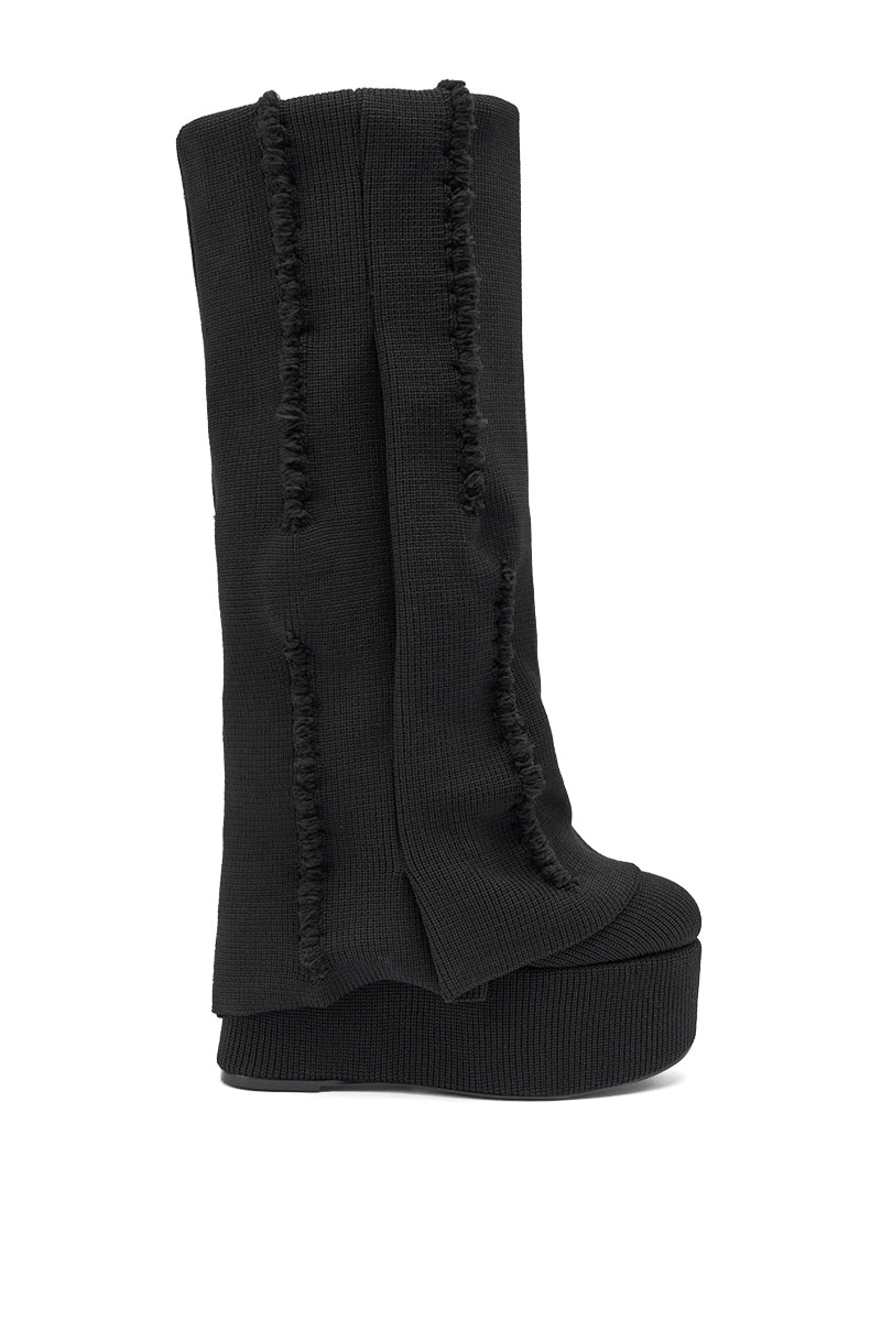 AZALEA WANG FRANKEYE BLACK WEDGE BOOT - Image 4