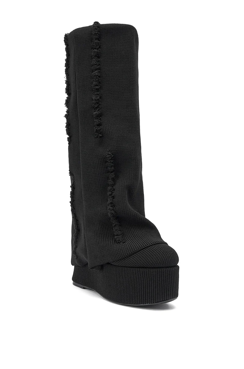 AZALEA WANG FRANKEYE BLACK WEDGE BOOT - Image 5