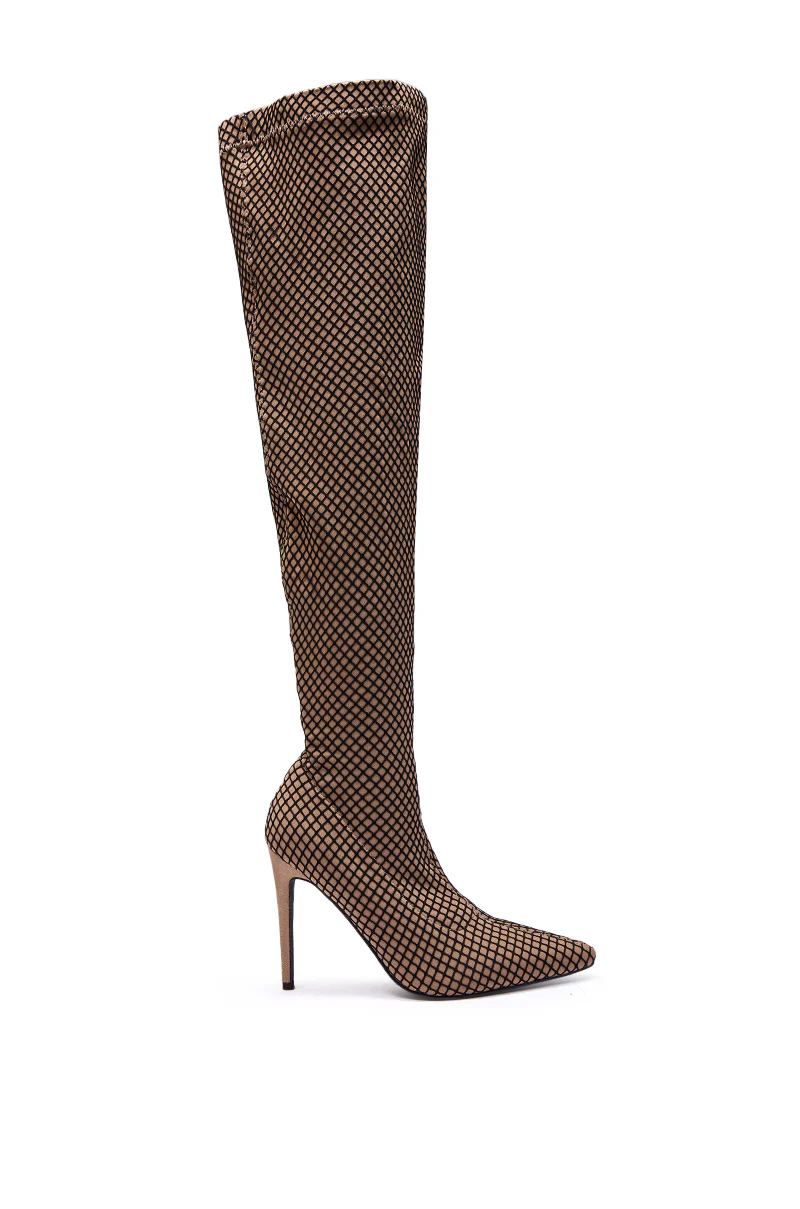 AZALEA WANG FREEDAH NUDE FISHNET LOOK STILETTO BOOT - Image 3