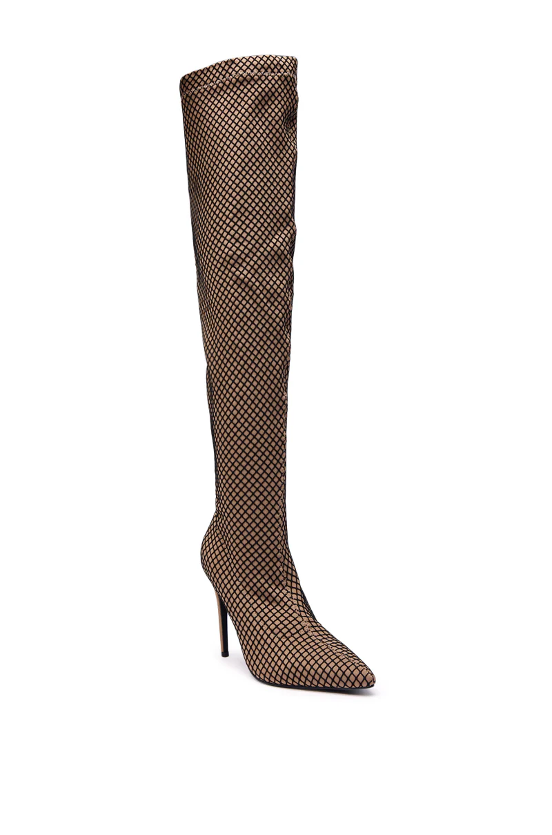 AZALEA WANG FREEDAH NUDE FISHNET LOOK STILETTO BOOT - Image 4