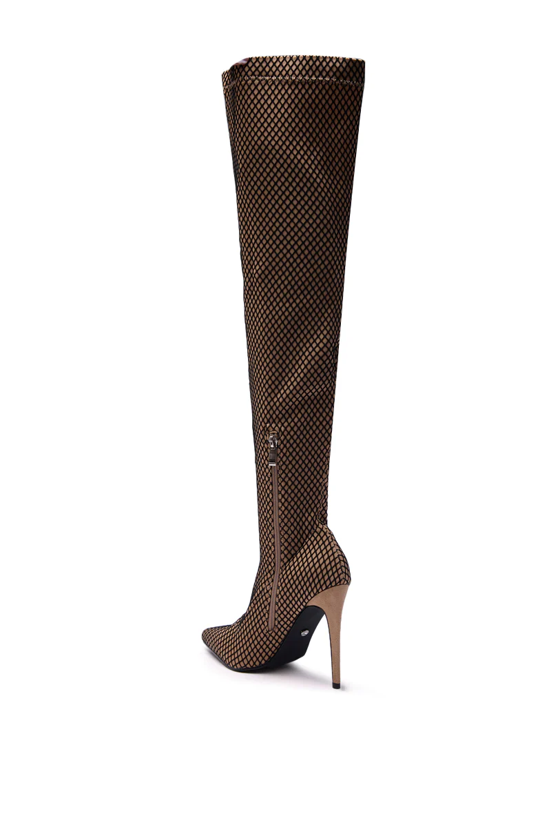 AZALEA WANG FREEDAH NUDE FISHNET LOOK STILETTO BOOT - Image 5