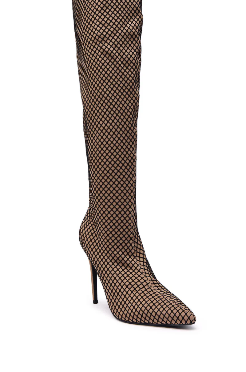 AZALEA WANG FREEDAH NUDE FISHNET LOOK STILETTO BOOT - Image 6