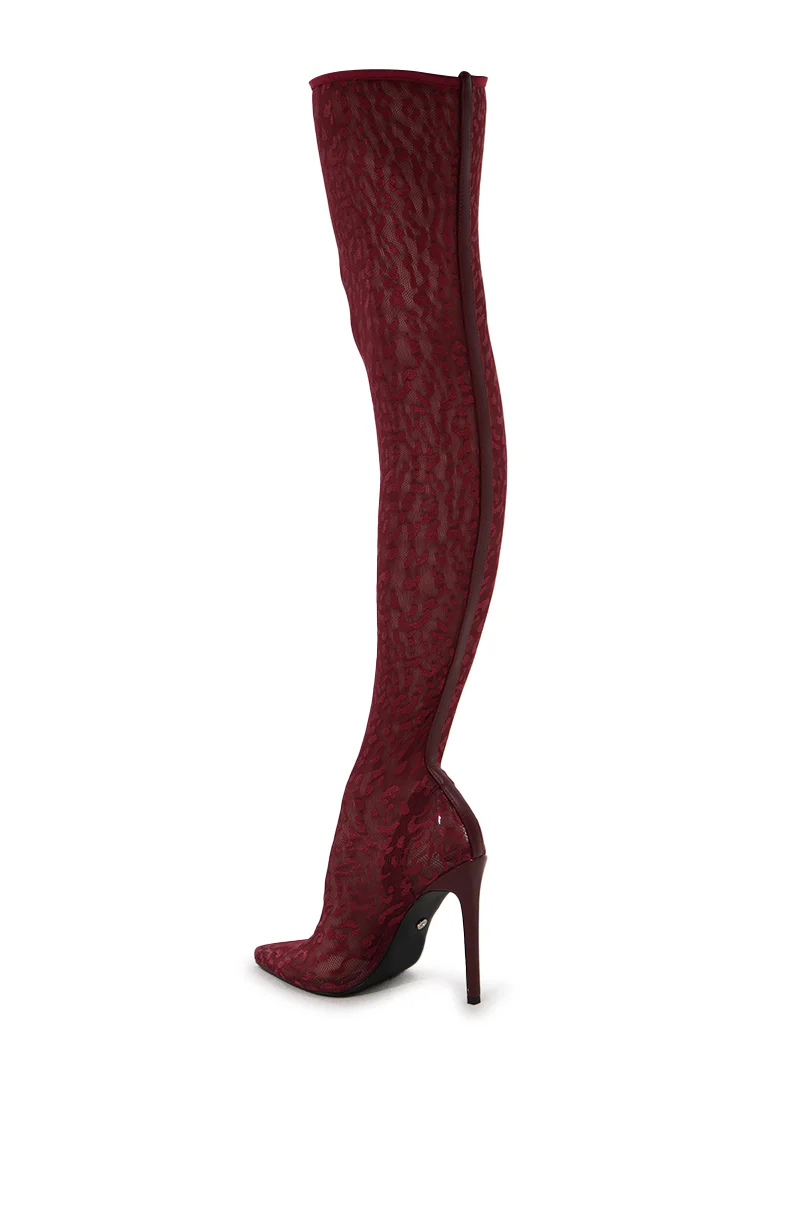 AZALEA WANG FREJYA BURGUNDY LEOPARD LACE THIGH HIGH BOOT - Image 6