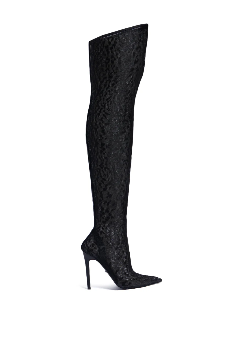 AZALEA WANG FREYJA OVER THE KNEE LACE BOOT IN BLACK - Image 6