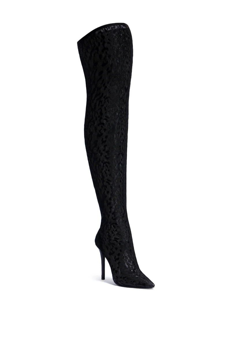 AZALEA WANG FREYJA OVER THE KNEE LACE BOOT IN BLACK - Image 7