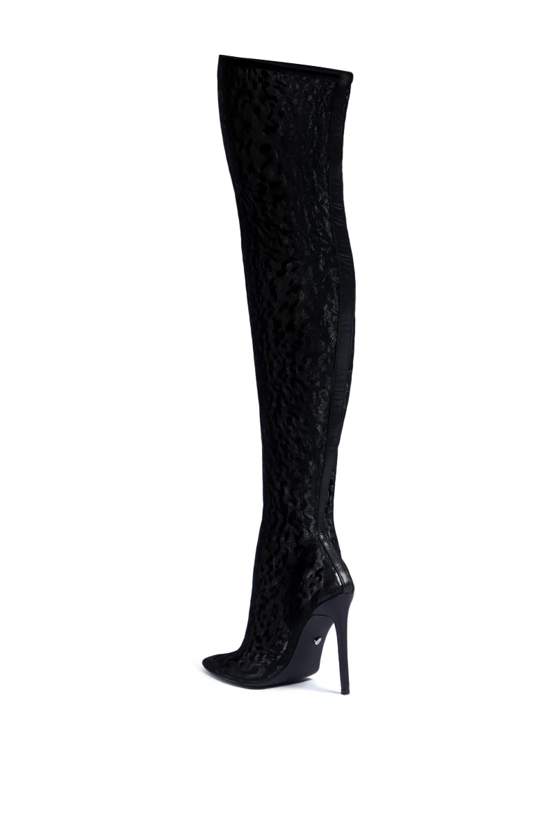 AZALEA WANG FREYJA OVER THE KNEE LACE BOOT IN BLACK - Image 8