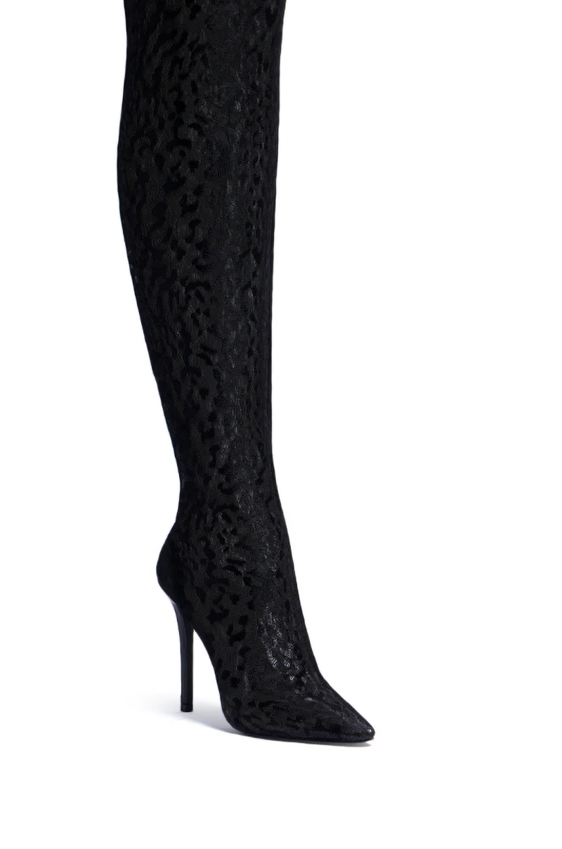 AZALEA WANG FREYJA OVER THE KNEE LACE BOOT IN BLACK - Image 9