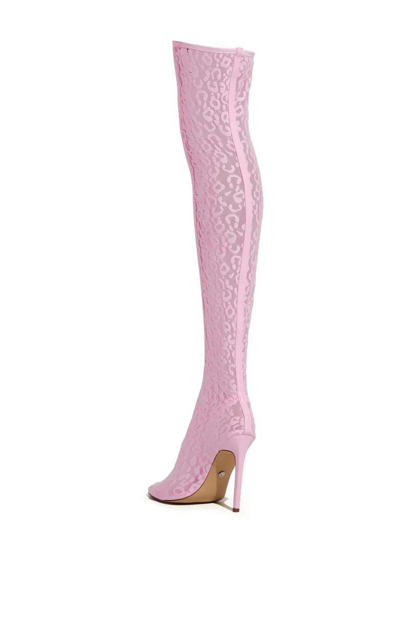 AZALEA WANG FREYJA OVER THE KNEE LACE BOOT IN PINK - Image 6