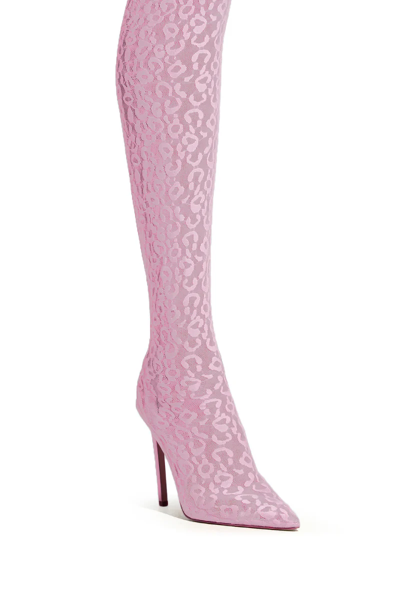 AZALEA WANG FREYJA OVER THE KNEE LACE BOOT IN PINK - Image 7