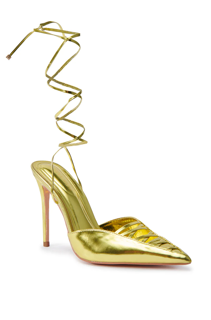 AZALEA WANG FRIDLI YELLOW LACE UP PUMP - Image 5
