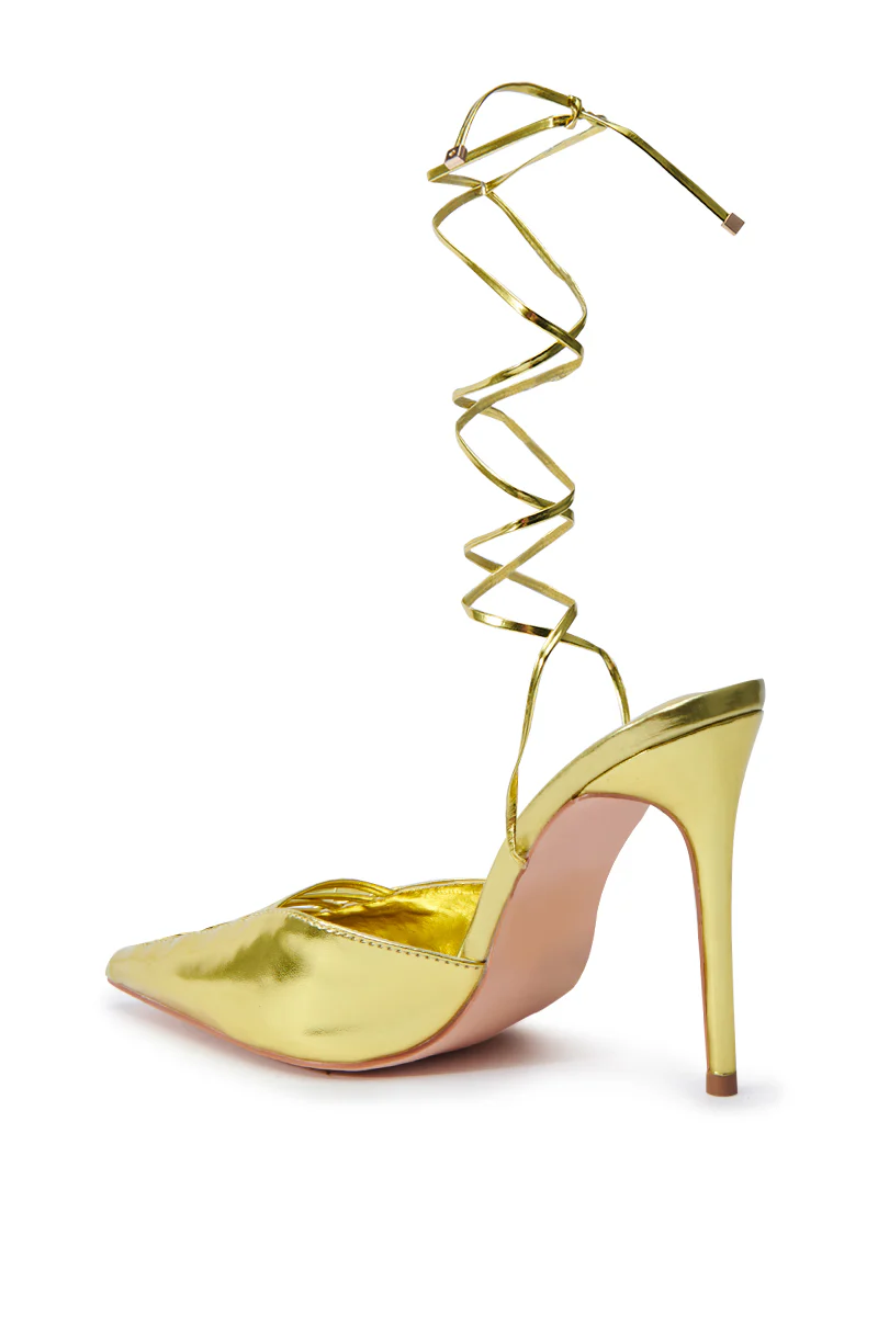 AZALEA WANG FRIDLI YELLOW LACE UP PUMP - Image 6