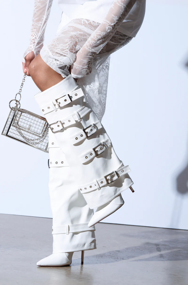 AZALEA WANG FROST WHITE BELTED STILETTO BOOT - Image 3