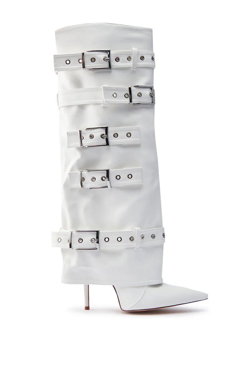 AZALEA WANG FROST WHITE BELTED STILETTO BOOT - Image 5