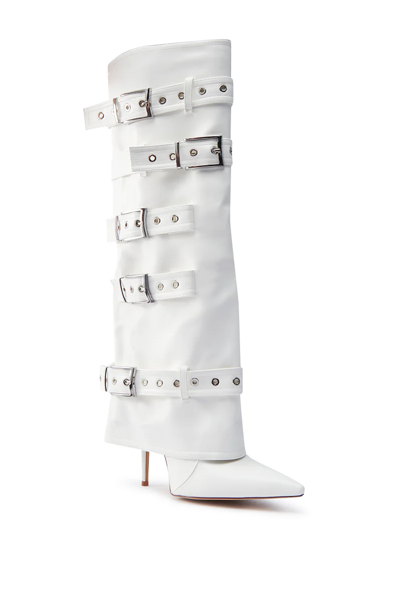 AZALEA WANG FROST WHITE BELTED STILETTO BOOT - Image 6