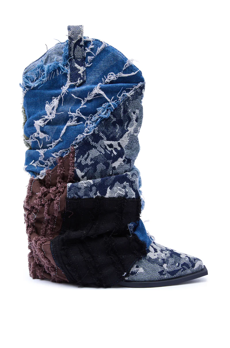 AZALEA WANG GABRYLE MULTI MATERIAL WESTERN BOOTIE - Image 5