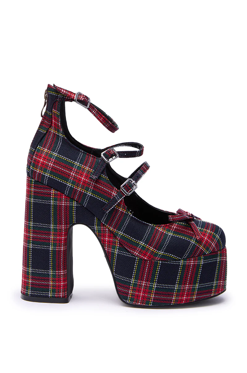 AZALEA WANG GEORGINA MULTI PLAID CHUNKY PUMP - Image 4