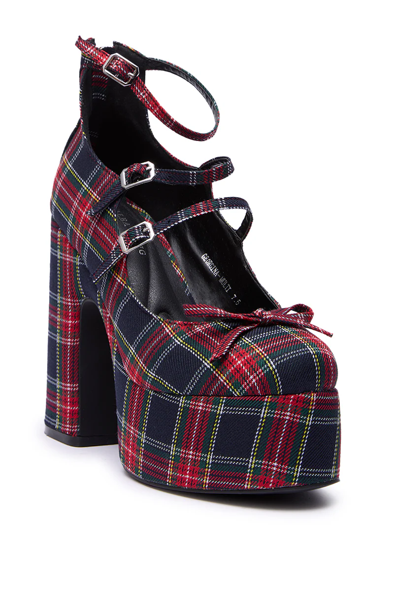 AZALEA WANG GEORGINA MULTI PLAID CHUNKY PUMP - Image 5