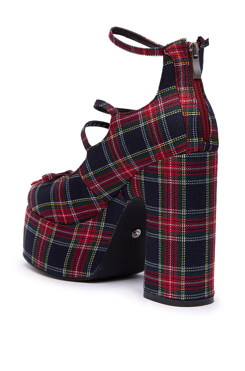 AZALEA WANG GEORGINA MULTI PLAID CHUNKY PUMP - Image 6