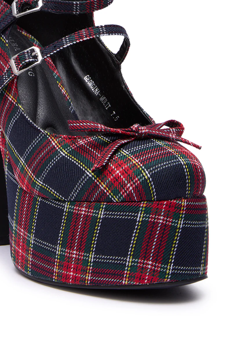 AZALEA WANG GEORGINA MULTI PLAID CHUNKY PUMP - Image 7