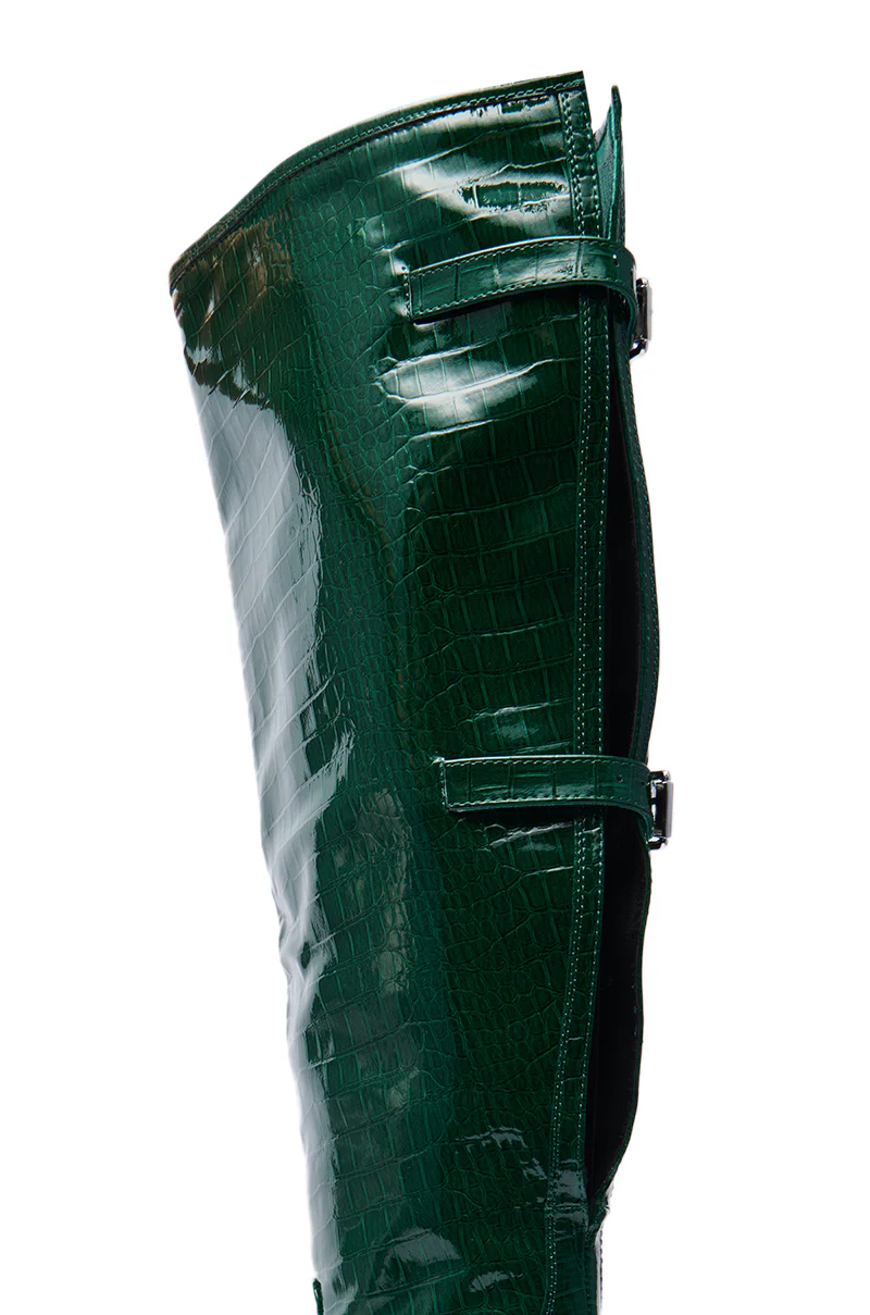 AZALEA WANG GESINE GREEN CROC PATENT LUXE BOOT - Image 5
