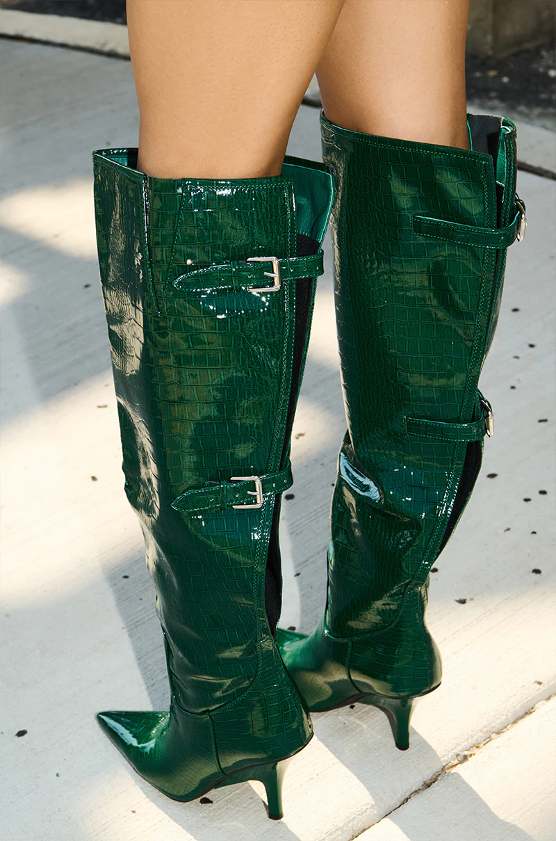 AZALEA WANG GESINE GREEN CROC PATENT LUXE BOOT - Image 6
