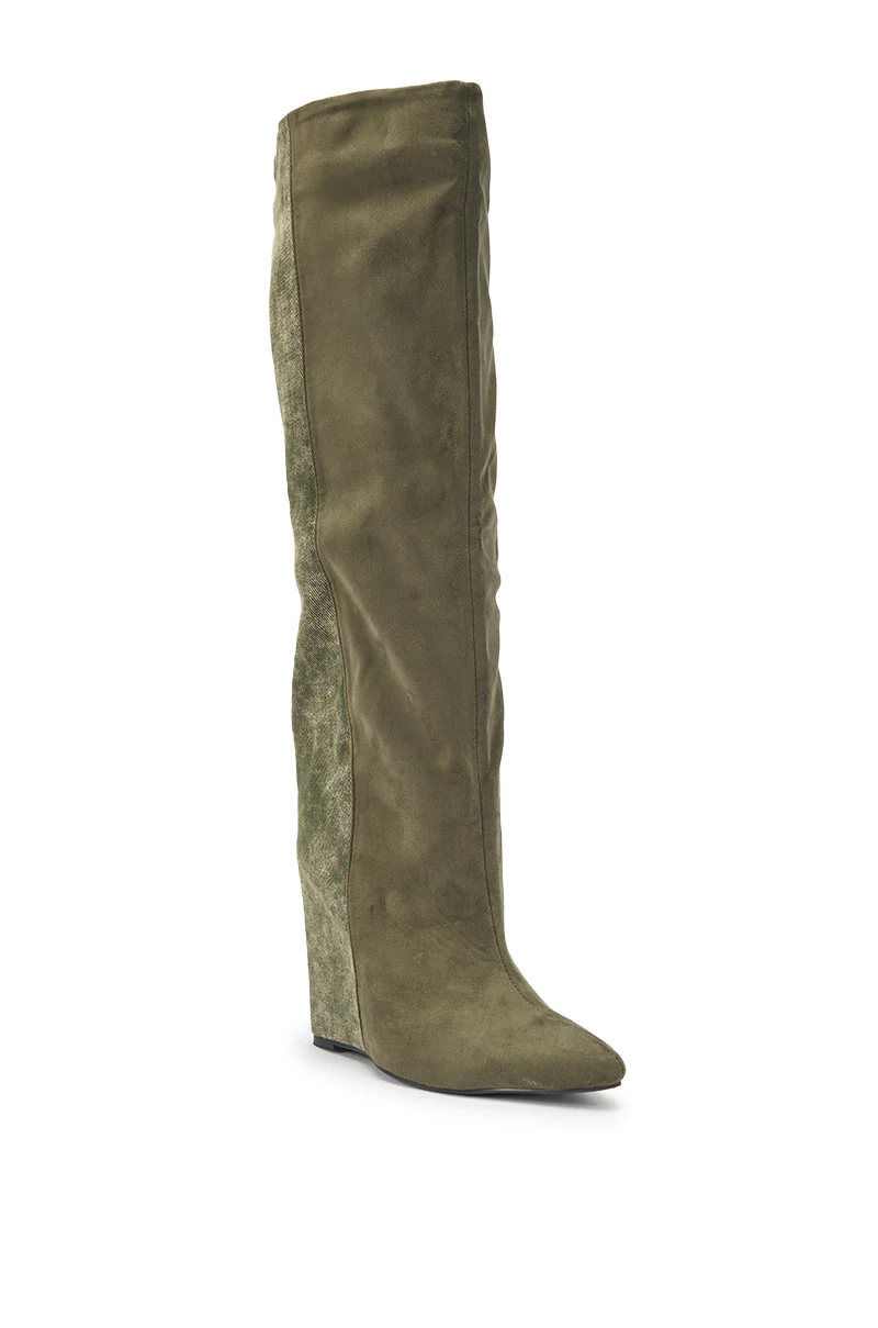 AZALEA WANG GIANNA OLIVE TWO TONED BOOT - Image 5