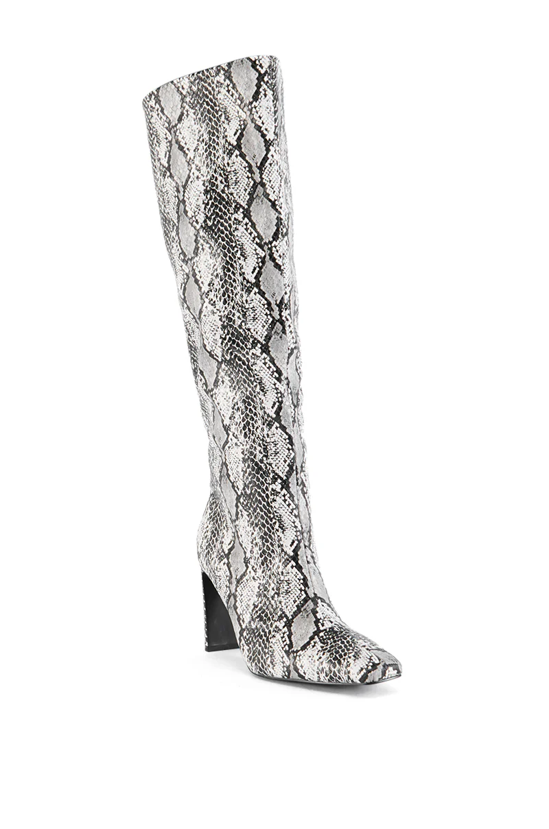 AZALEA WANG GILROY SNAKE CHUNKY HEEL BOOT - Image 4