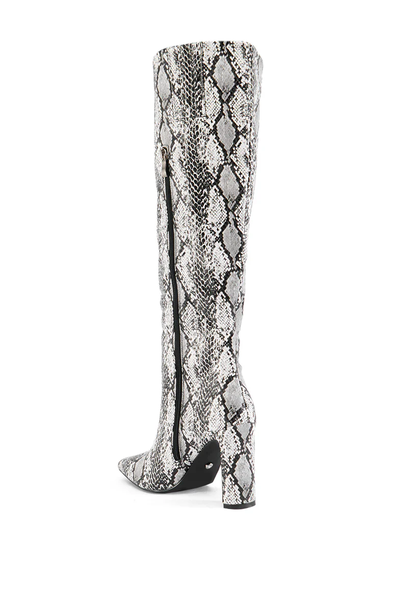 AZALEA WANG GILROY SNAKE CHUNKY HEEL BOOT - Image 5