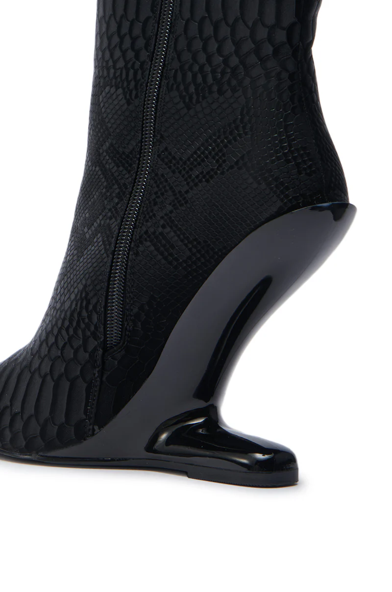 AZALEA WANG GLACIELLE BLACK CROC BOOTIE - Image 10