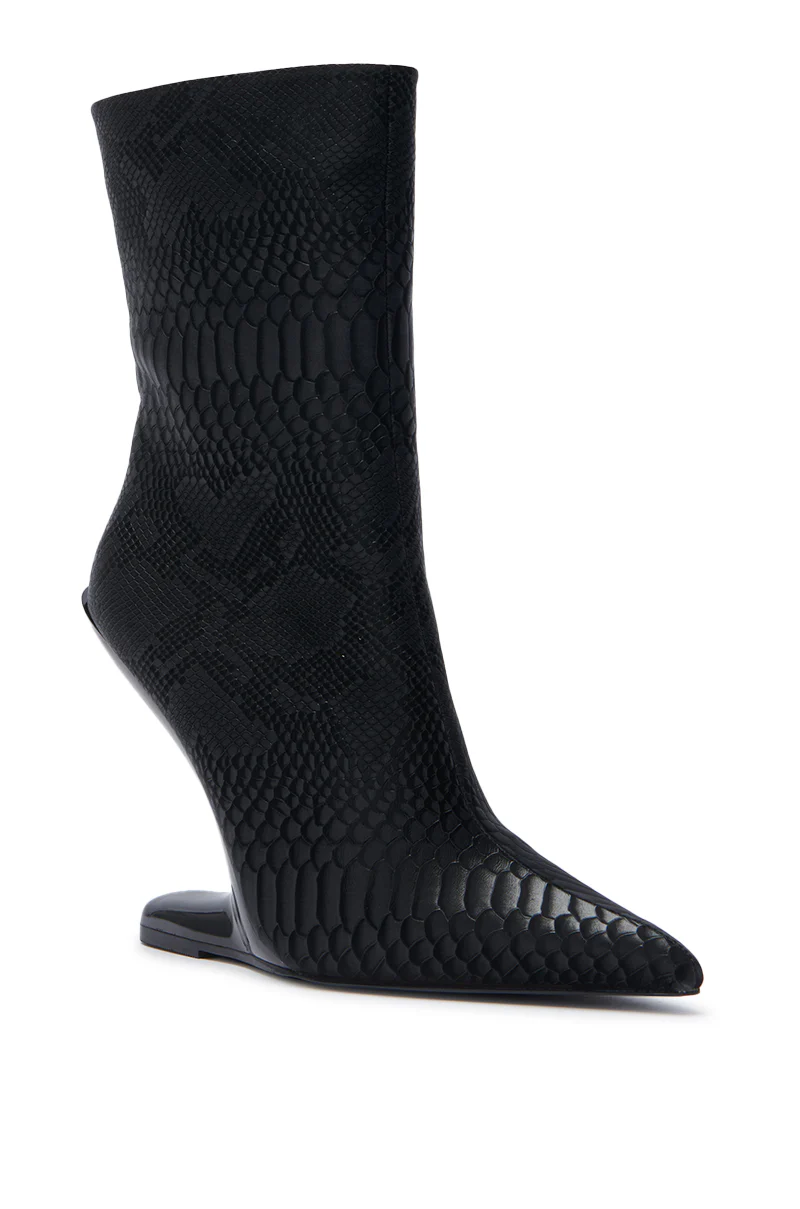 AZALEA WANG GLACIELLE BLACK CROC BOOTIE - Image 8